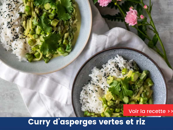 Curry d’asperges vertes et riz